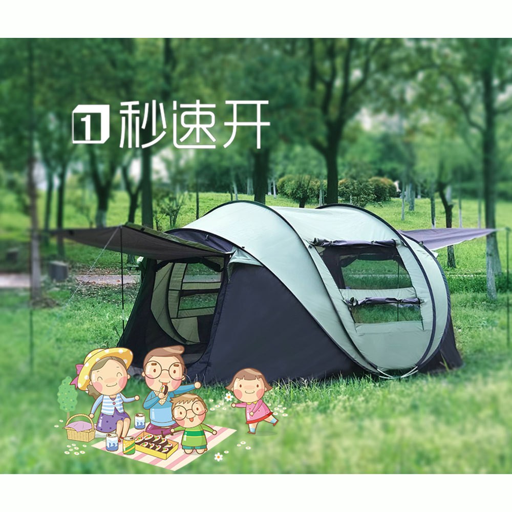 厂家销售5-8人速开自动帐篷 全自动抛帐 防风防雨船型帐篷图2