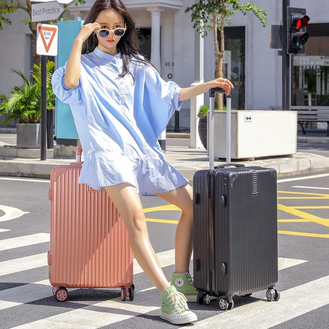 20寸铝框拉杆箱女万向轮旅行箱印刷logo行李箱男26寸拉扣密码箱24图2