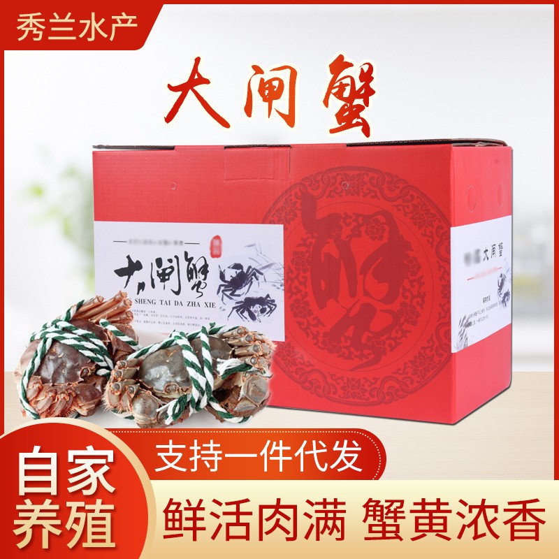 清水螃蟹海鲜基地鲜活大闸蟹批发全母2.2-1.7两20只起批