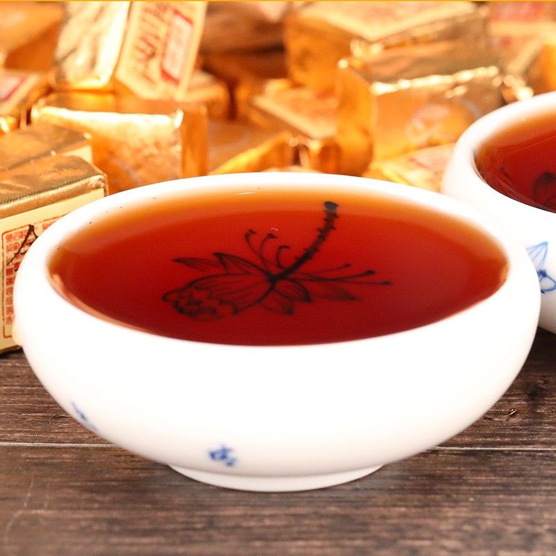 云南普洱茶熟普小金砖500g糯米香金芽普洱熟茶砖罐装小沱茶叶批发图3