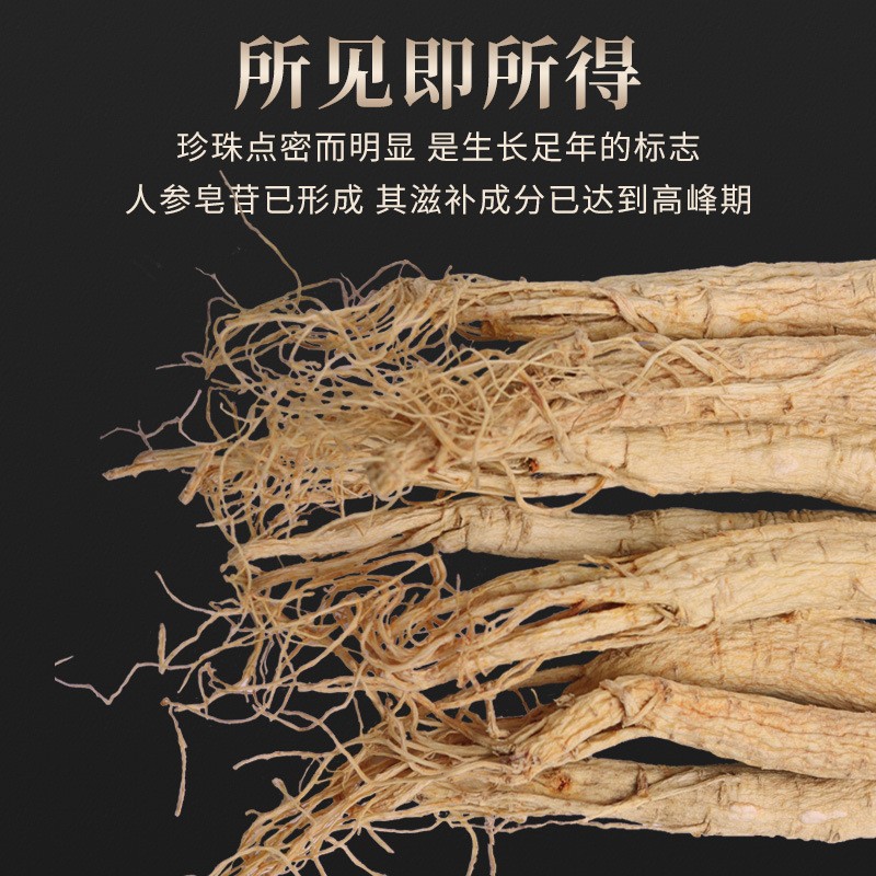 长白山干参整支东北特产 厂家直销长白山50g生晒干人参现货批发图3