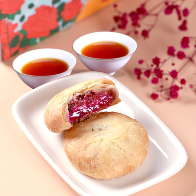 玫瑰鲜花饼云南特产25克*10个/盒 原味 支持批发 小茶点图4