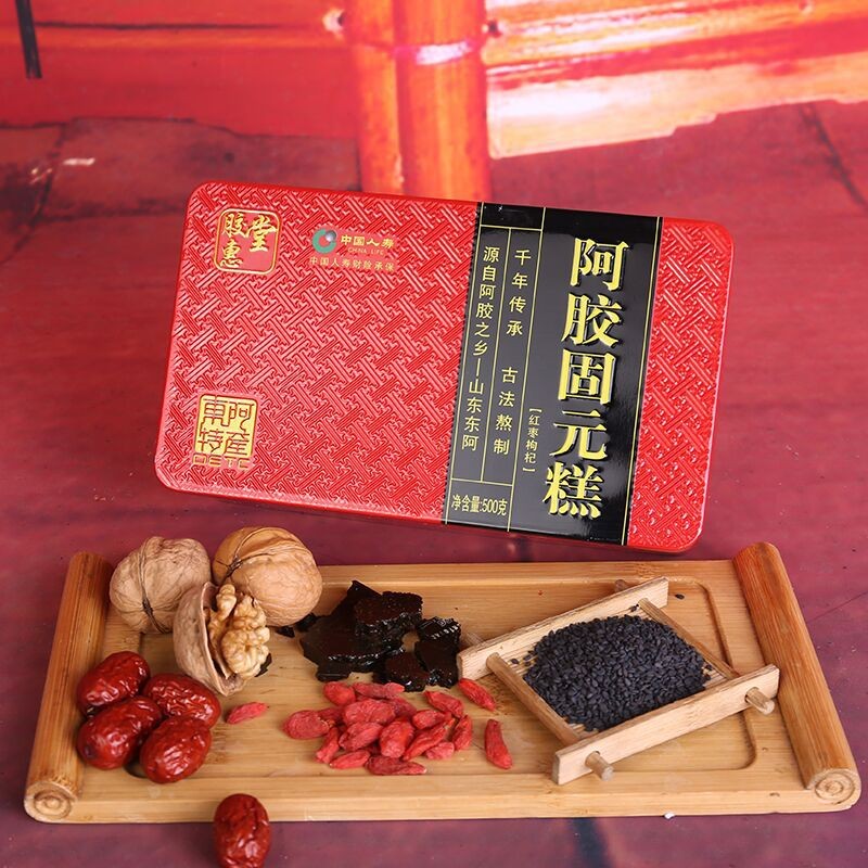 东阿厂家直发驴皮阿胶糕 即食阿胶膏500克铁盒阿胶固元糕一件代发图4