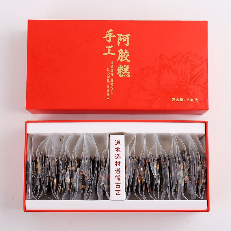 批发东阿特产正品手工阿胶糕阿胶驴胶块片手工制作阿胶糕盒装500g图3