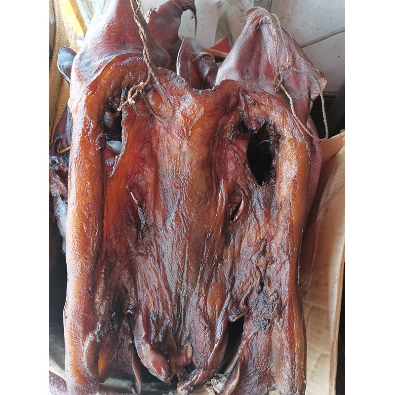 【湘西腊猪脸肉】腊味批发湖南农家烟熏商用腊猪嘴腊猪脸肉猪鼻子图2