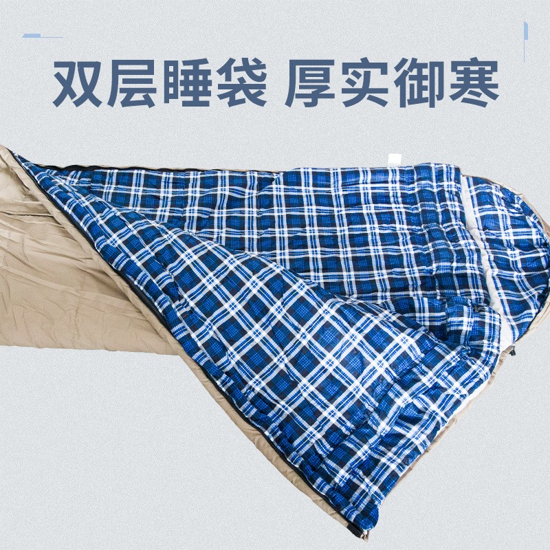 现货可互拼带帽成人户外野营信封睡袋 露营办公午休睡袋户外用品图2