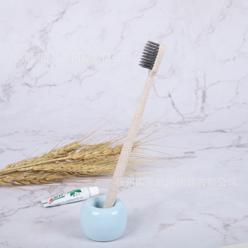 一次性宾馆用品酒店专用秸秆一次性软毛牙刷牙膏定制定牌牙具套装图4