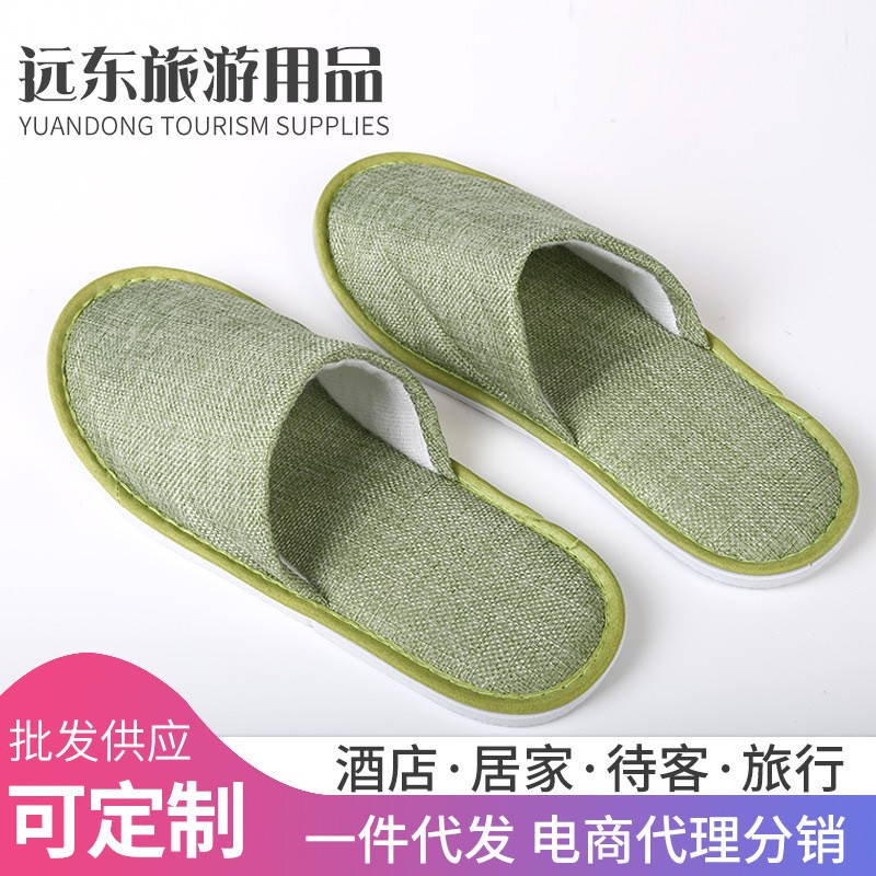 现货供应宾馆酒店一次性拖鞋夏季亚麻透气网红待客拖鞋批发图3