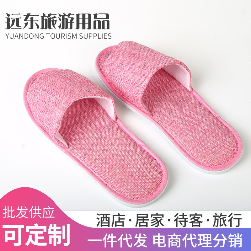 现货供应宾馆酒店一次性拖鞋夏季亚麻透气网红待客拖鞋批发图4