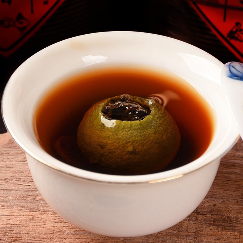 新会小青柑陈皮生晒宫廷普洱茶 老班章熟茶罐装 茶叶批发礼盒装图2