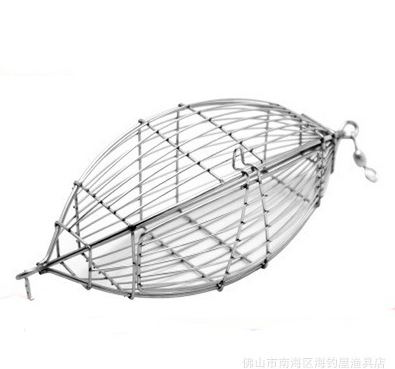 橄榄形不锈钢诱饵笼 打窝笼 大青针南油黄鸡笼 橄榄型黄鸡笼