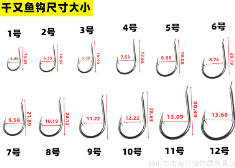 金刚千又鱼钩散装高碳钢有倒刺千又钓鱼钩盒装钩图3