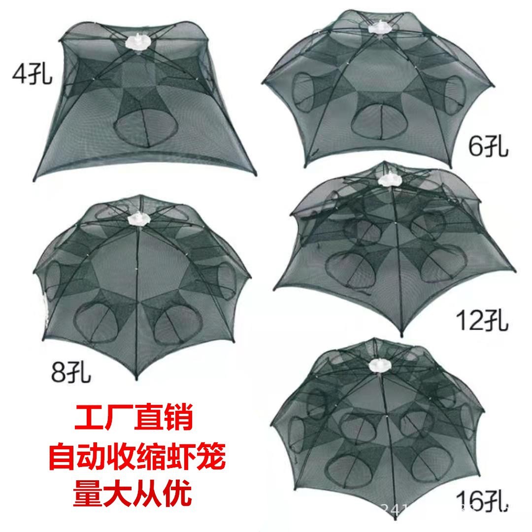 自动折叠鱼护 虾笼 装鱼袋鱼网渔网鱼网手抛网渔具工具渔具图2