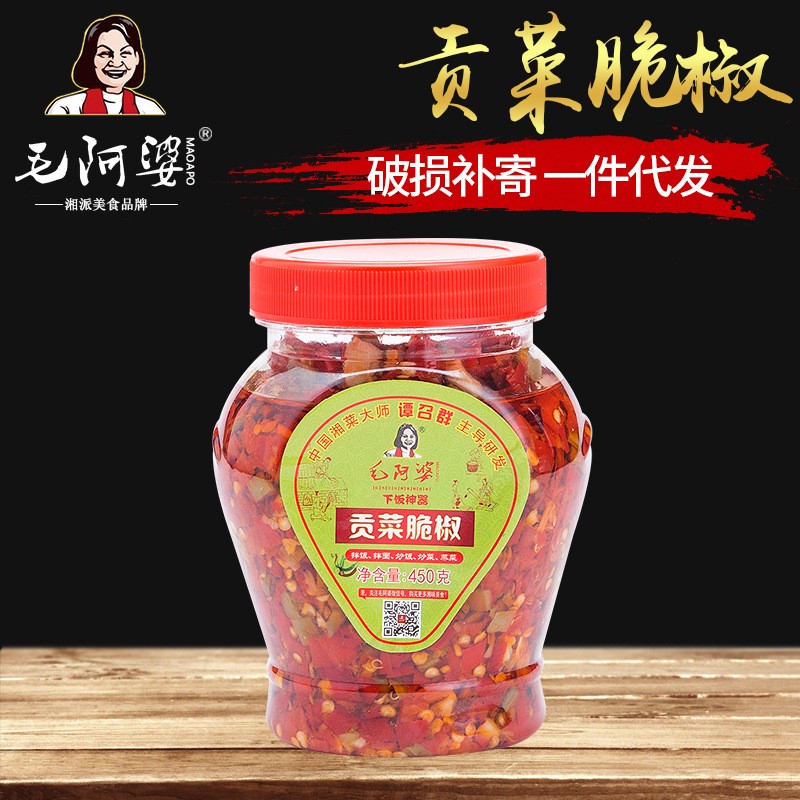 贡菜脆椒辣椒酱湖南特产 香辣开胃调味下饭菜批发 瓶装小酱菜辣酱