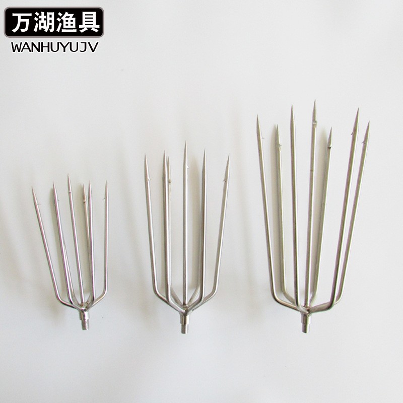 批发不锈钢带倒刺鱼叉 一齿三齿五齿鱼叉灯笼七叉渔具用品垂钓图2
