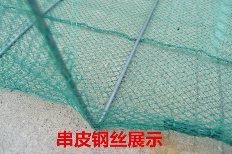 厂家21节大方绿色串皮压膜须虾笼龙虾网捕鱼螃蟹甲鱼鱼笼鱼护虾笼图3