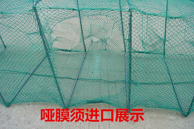 厂家21节大方绿色串皮压膜须虾笼龙虾网捕鱼螃蟹甲鱼鱼笼鱼护虾笼图4