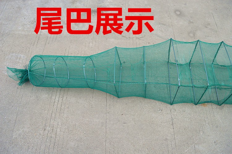 厂家21节大方绿色串皮压膜须虾笼龙虾网捕鱼螃蟹甲鱼鱼笼鱼护虾笼图2