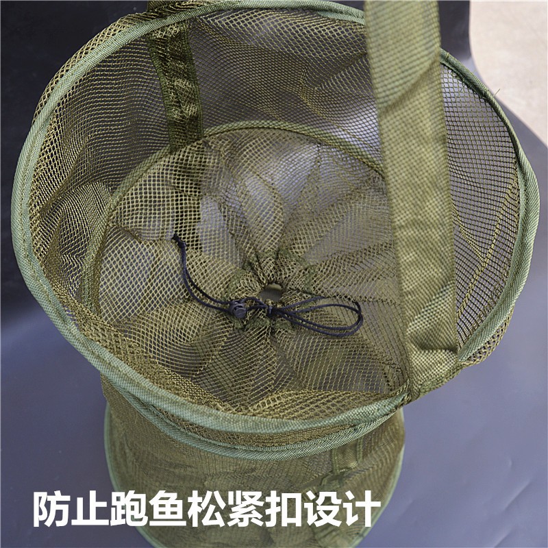 渔具批发加厚网布大肚鱼篓直径45cm高75cm折叠鱼笼外贸图4