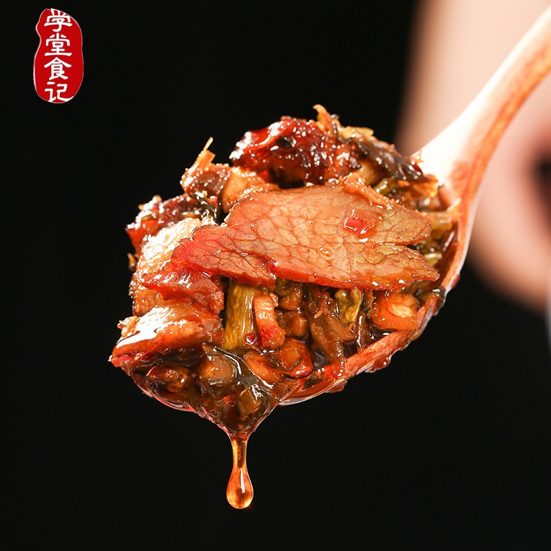 厂家直供学堂食记湘味农家香辣外婆菜炒腊肉湖南下饭菜图2