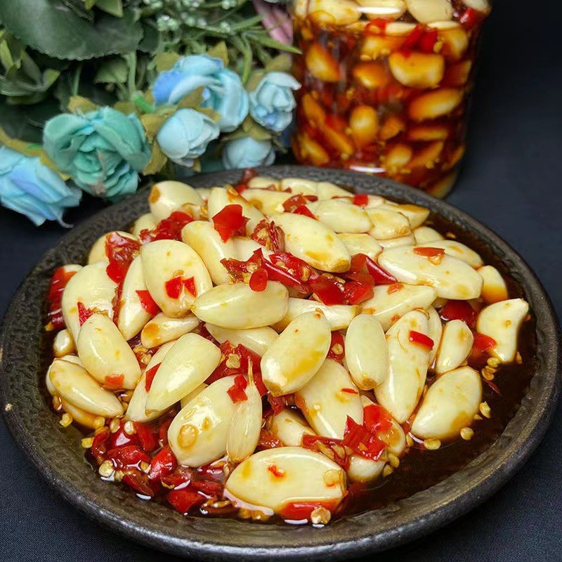 学堂食记厂家直供湖南特色剁椒蒜心米280g/瓶装批发一件代发图2