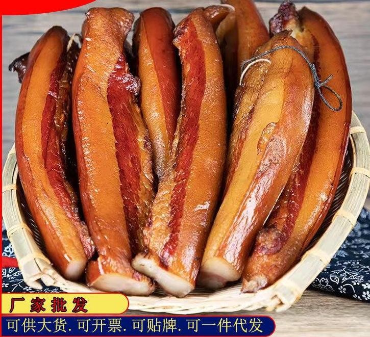 厂家定制偏肥五花肉烟熏五花肉槽头肉农家特产熏腊肉江湖地摊腊肉图2