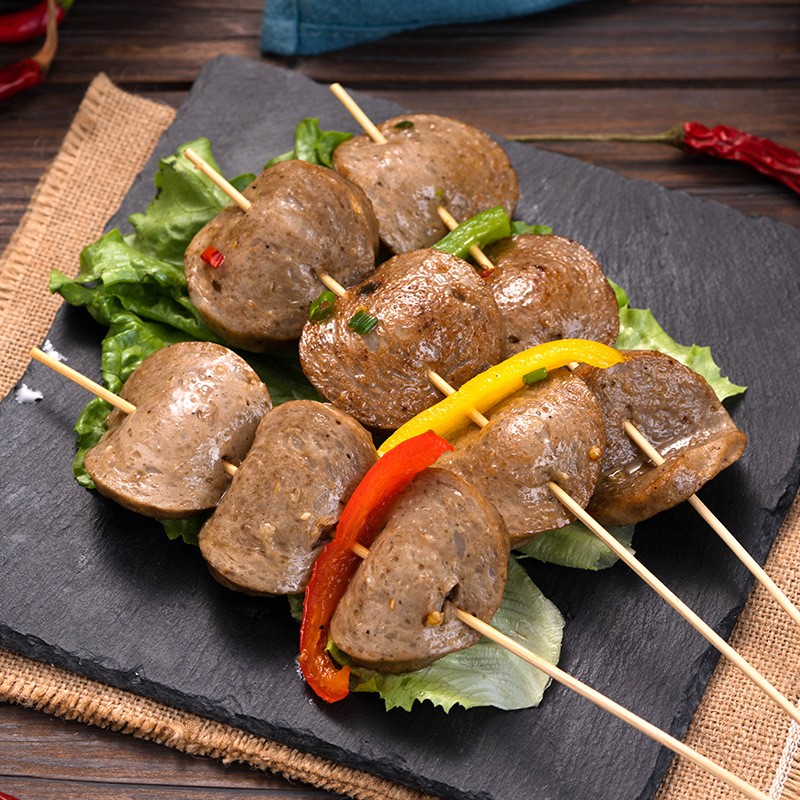 潮汕牛肉饼手打牛肉卷牛肉串串麻辣烫火锅丸子关东煮食材烧烤批发图3