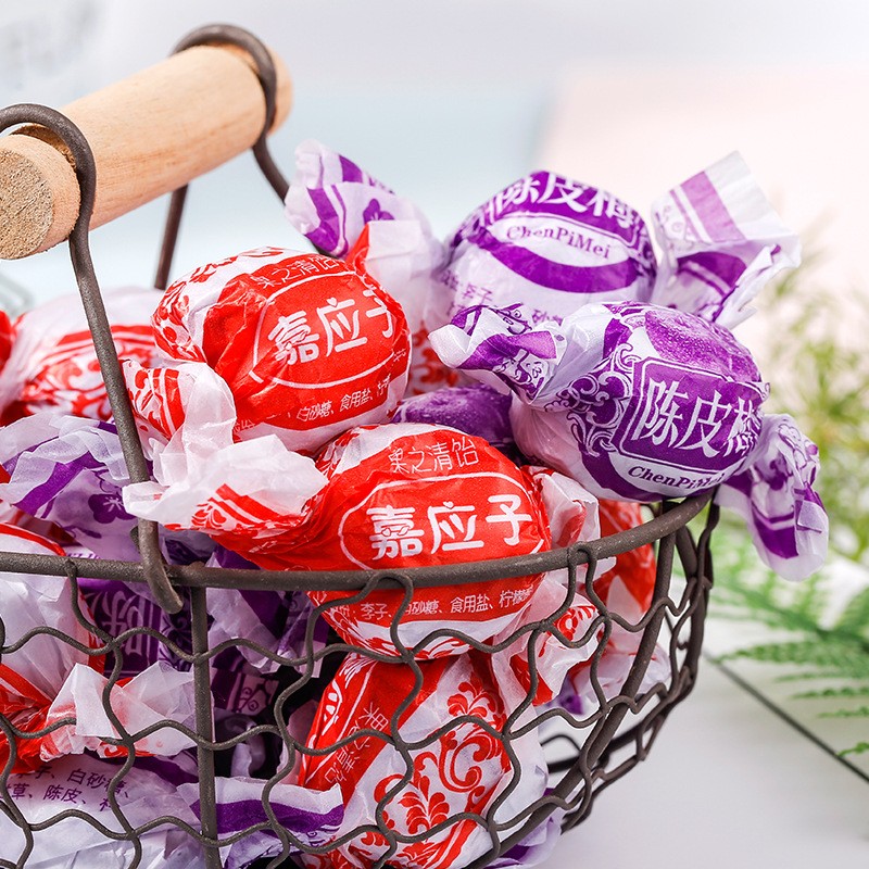 绿香园厂家嘉应子陈皮梅独粒手扭纸包蜜饯话梅节日加应子怀旧零食图4