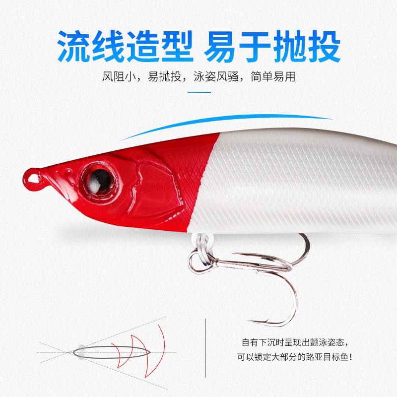新款诡攻升级版飞鬼沉水铅笔远投型路亚饵狙翘海水淡水两用鱼饵图2