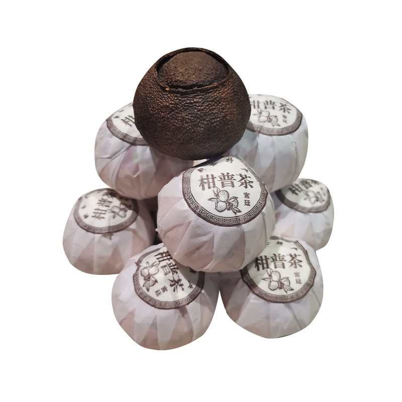 现货批发广东新会大红柑 生晒陈皮云南普洱茶熟茶 新年送礼大红柑图4