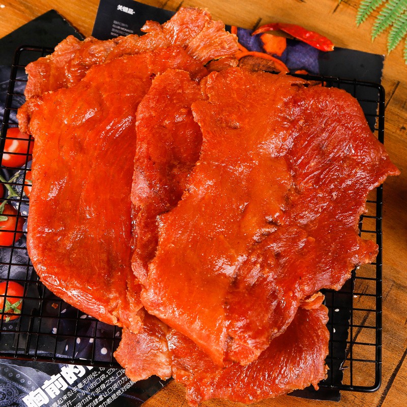 潮源味厂家直供猪肉脯袋装零食小吃整片原切猪肉干152g图4