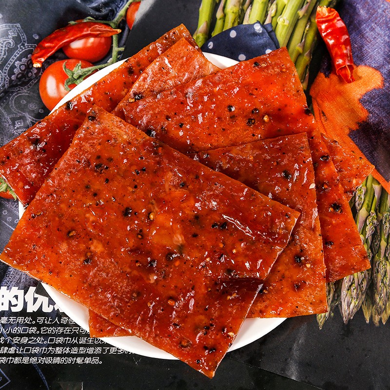 潮源味肉脯大肉干三味可选休闲即食小吃猪肉脯独立包装散装图5