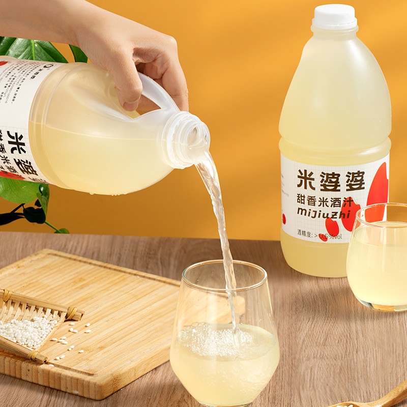 米婆婆 健康饮品1.6L米酒汁 香甜米酒汁 餐饮装原味糯米酒瓶装图3