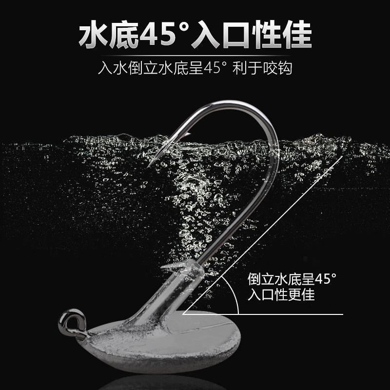 不倒翁铅头钩防挂底路亚血槽钩铅头钩软虫软饵通用钩鳜鱼海鲈鱼图2