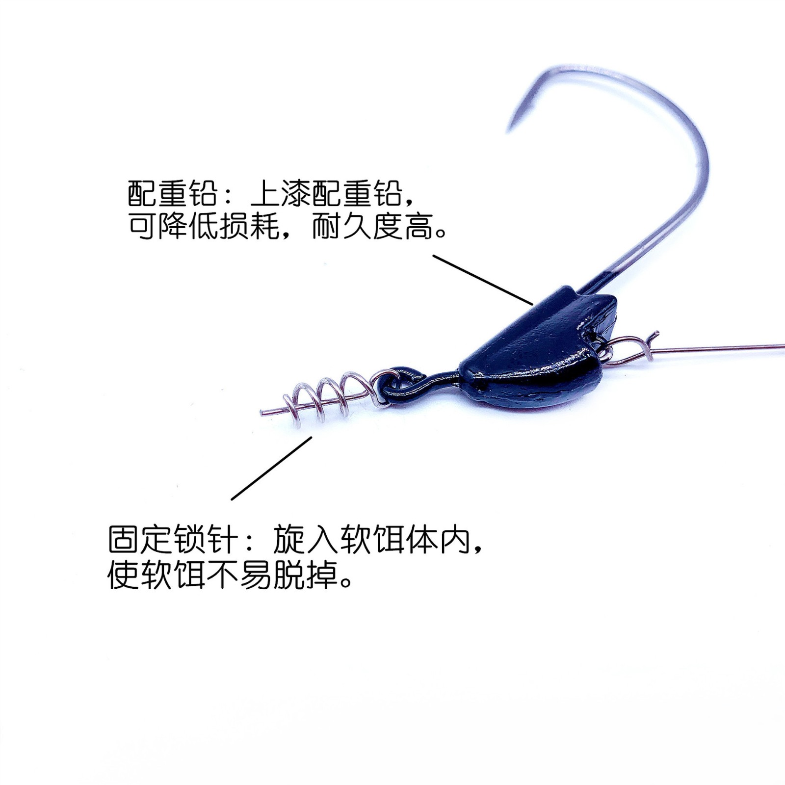 1/0,2/0,3/0,4/0,5/0带铅曲柄钩高转速亮片 路亚铅头钩宽腹曲柄钩图4