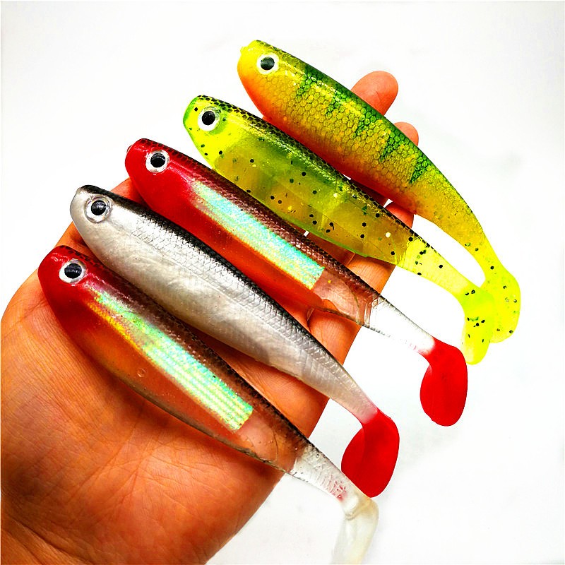 跨境新款 中空T尾彩虹鱼 12cm 12g 软鱼饵路亚饵 散装批发图2