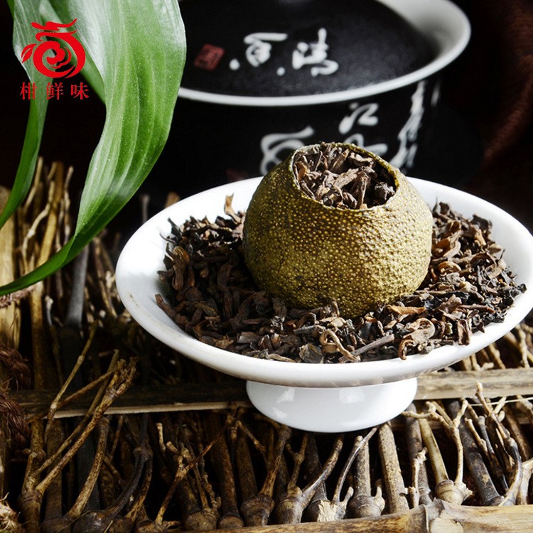 新会半生晒熟茶小青柑云南普洱茶陈皮小青柑黑茶原枝老树柑批发图2