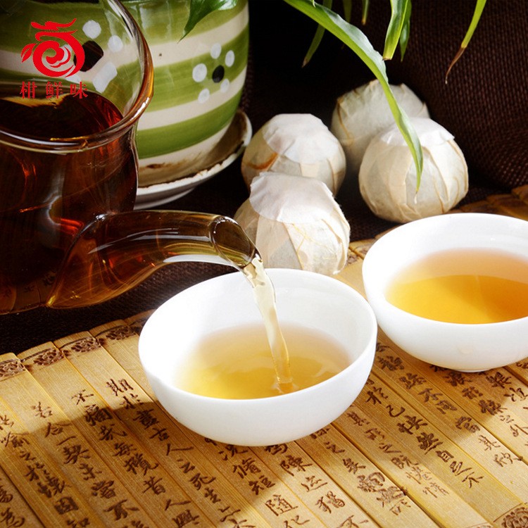 新会半生晒熟茶小青柑云南普洱茶陈皮小青柑黑茶原枝老树柑批发图4