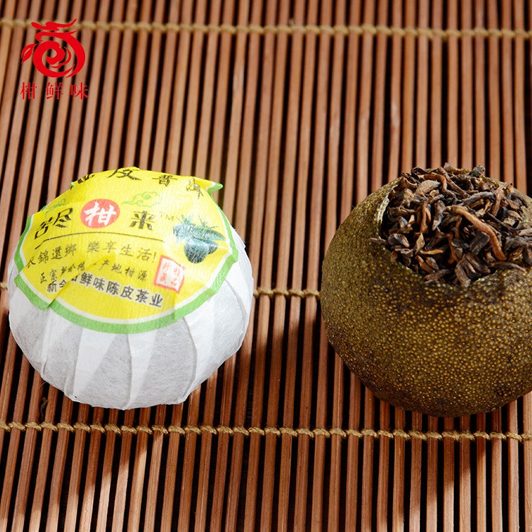新会半生晒熟茶小青柑云南普洱茶陈皮小青柑黑茶原枝老树柑批发图5