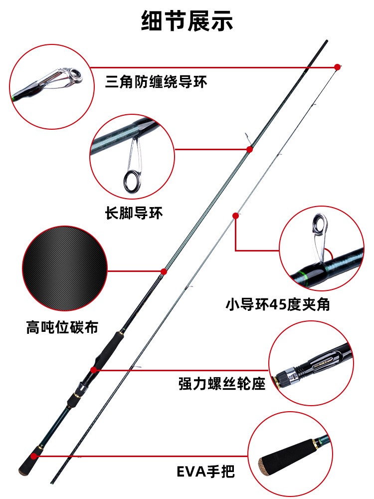 鱿鱼杆超轻海钓路亚竿套装饵木钓墨鱼乌贼路亚杆ML木虾路亚鱿鱼竿图2