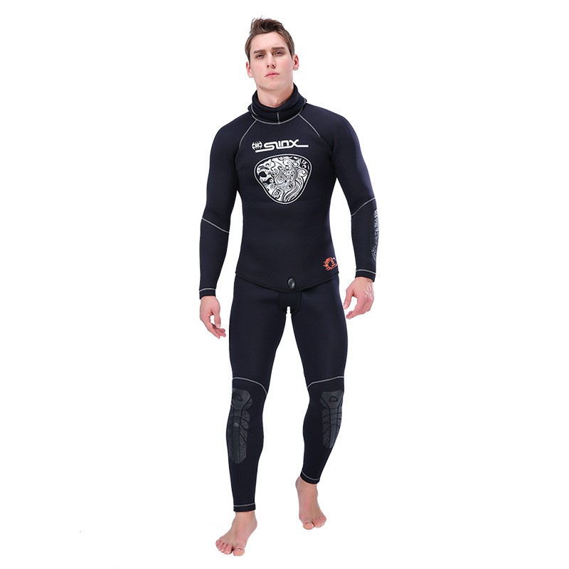 长袖分体潜水服带头套5mm加厚SLINX湿衣套装潜水衣二件套钓鱼服图5