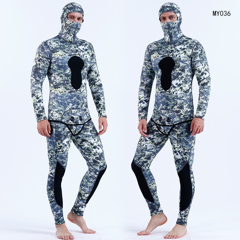3MM潜水服分体二件套潜水服迷彩打渔服保暖户外潜水服一件代发图3