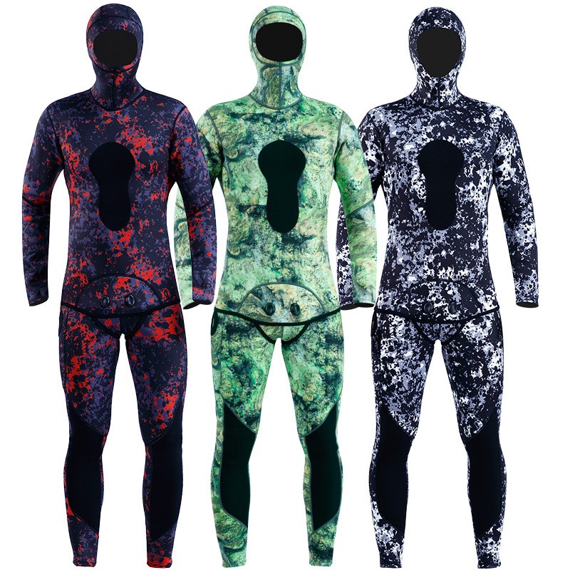 3MM潜水服分体二件套潜水服迷彩打渔服保暖户外潜水服一件代发图2
