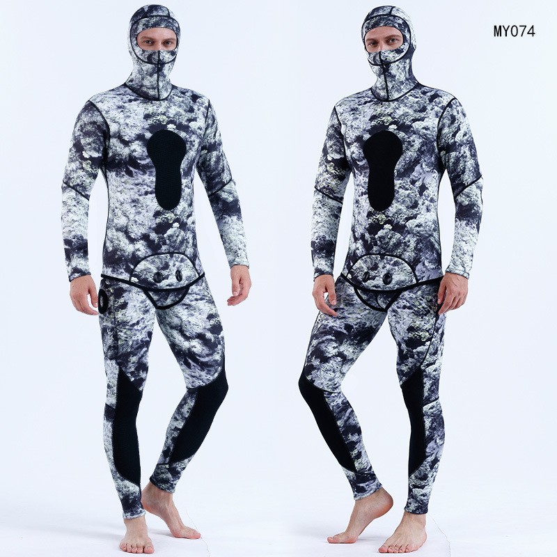 3MM潜水服分体二件套潜水服迷彩打渔服保暖户外潜水服一件代发