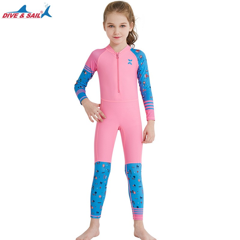 DIVE&SAIL新款儿童潜水服户外防晒连体游泳衣速干长袖男女童泳装图3
