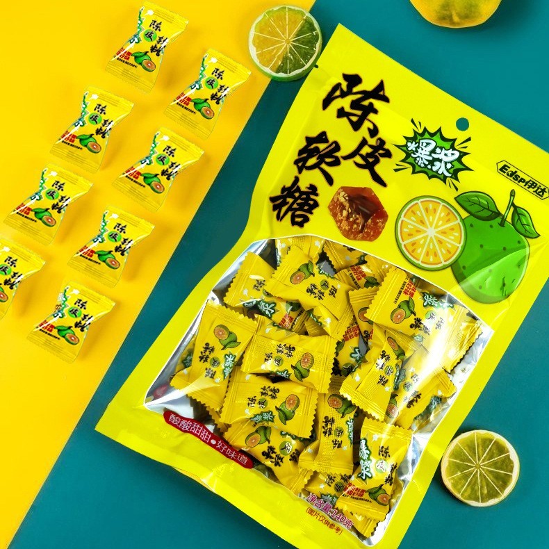 伊达食品陈皮糖软糖爆浆夹心网红酸甜休闲零食糖果流心果汁袋装图5