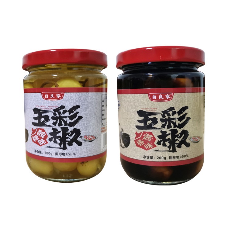 广西五彩椒泡椒七彩椒香脆辣椒200克灯笼珍珠辣下饭酱菜批发图5