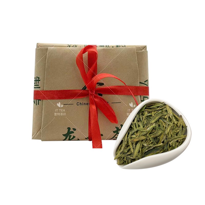 园区直供绿版龙井茶人工采摘雨前春季龙井茶牛皮纸包装绿茶批发图3