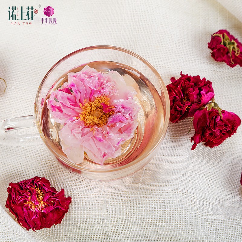 诺上花红玫瑰优选平阴玫瑰花冠茶厂家批发低温烘干大朵玫瑰花茶图3