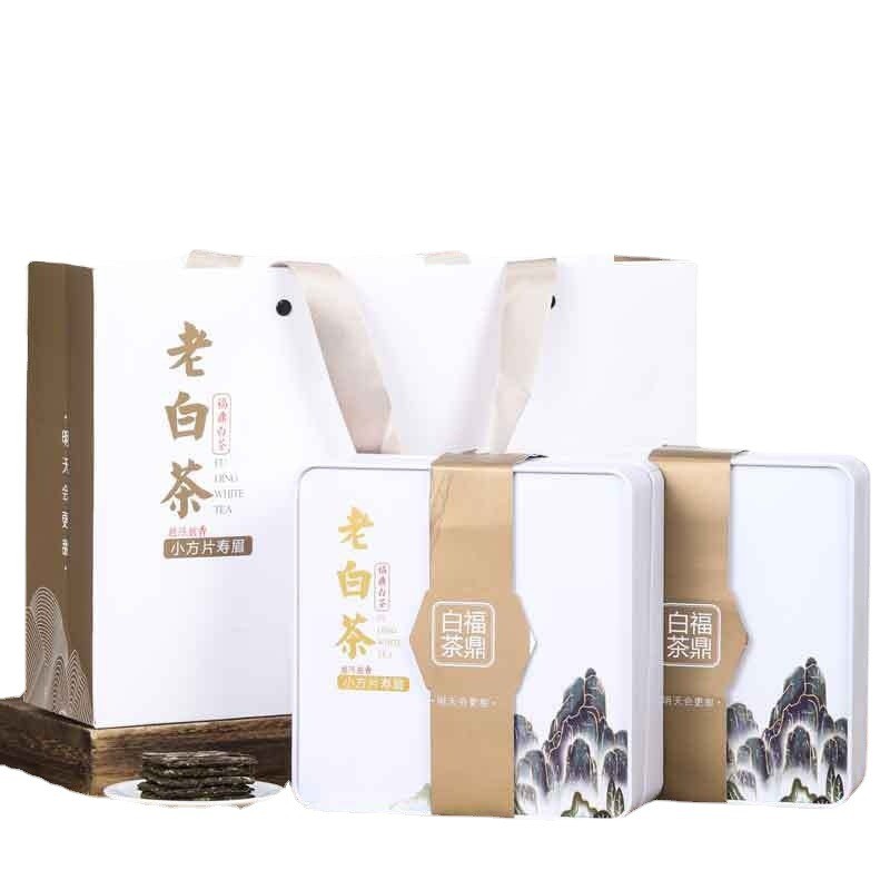 福鼎老白茶寿眉陈皮白茶饼小方片小饼干茶叶茶饼批发铁盒礼盒装图5